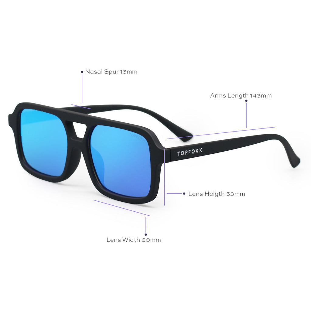 Atlas - Mirrored Blue Squared Sunglasses