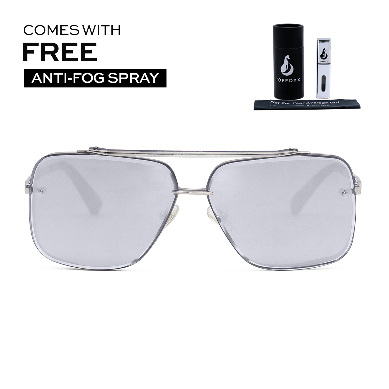 Bella Tangle-Free Aviator Sunglasses + FREE Anti-Fog Spray
