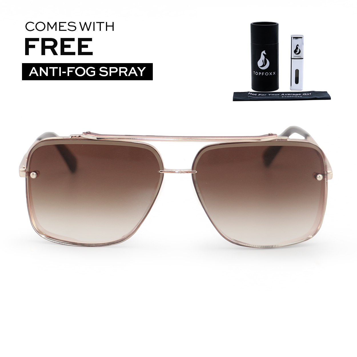 Bella Tangle-Free Aviator Sunglasses + FREE Anti-Fog Spray
