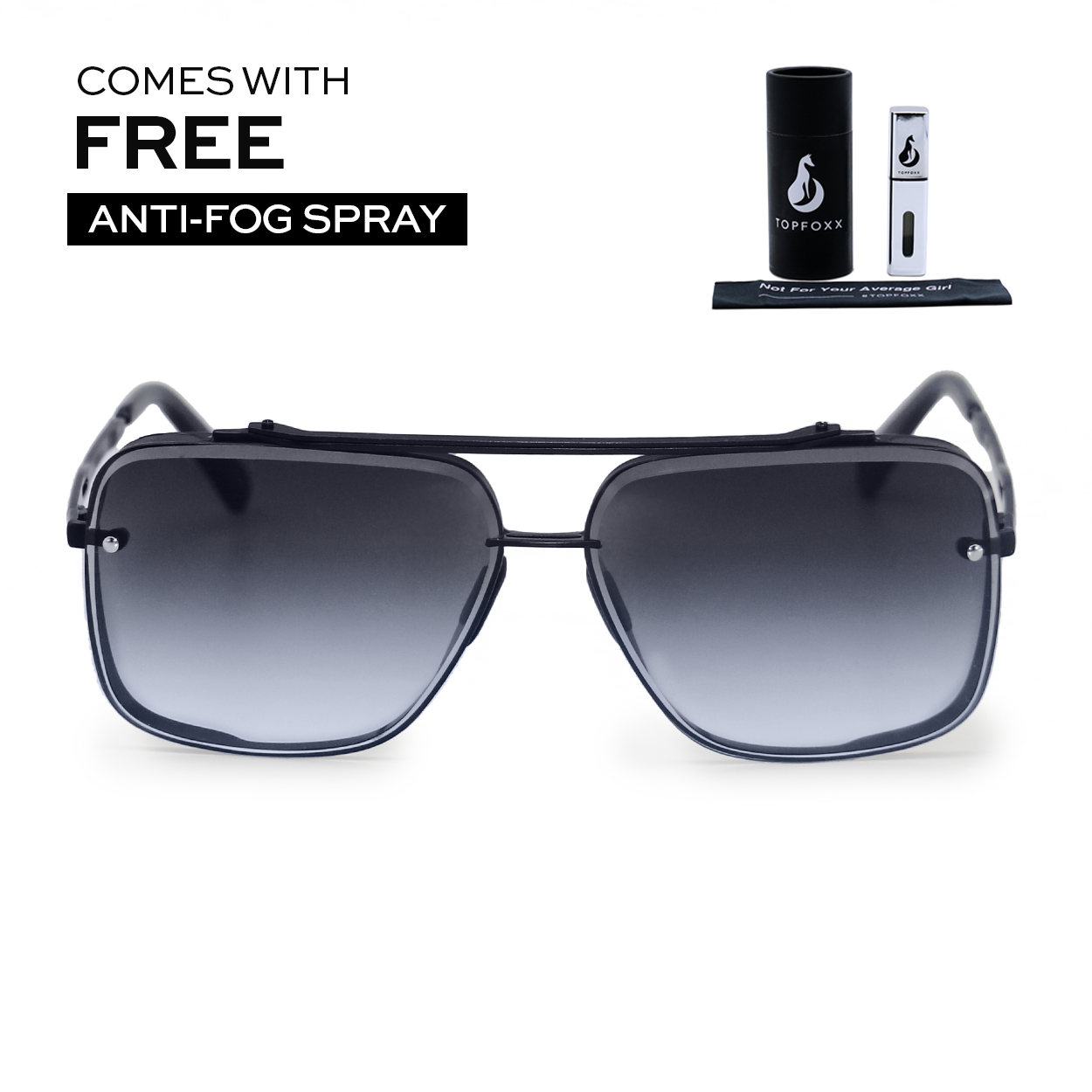 Bella Tangle-Free Aviator Sunglasses + FREE Anti-Fog Spray