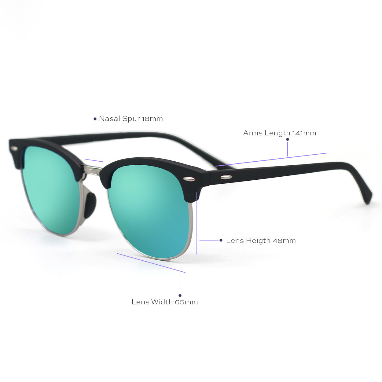 The Masters – Mirrored Aqua Clubmaster Sunglasses