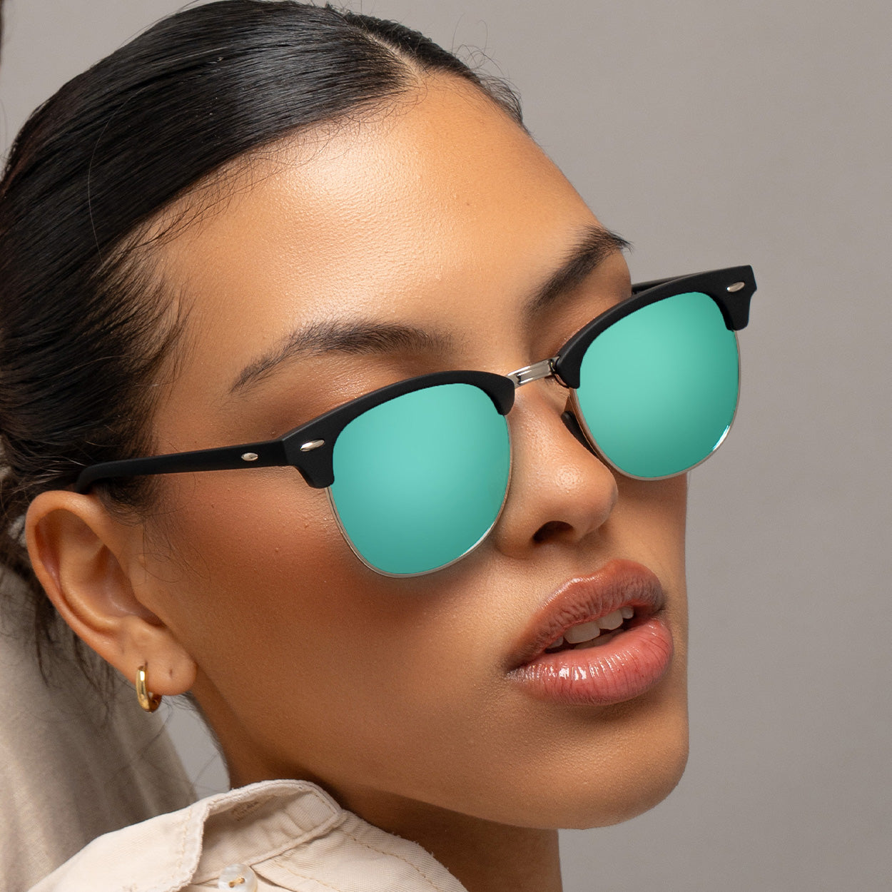 The Masters – Mirrored Aqua Clubmaster Sunglasses