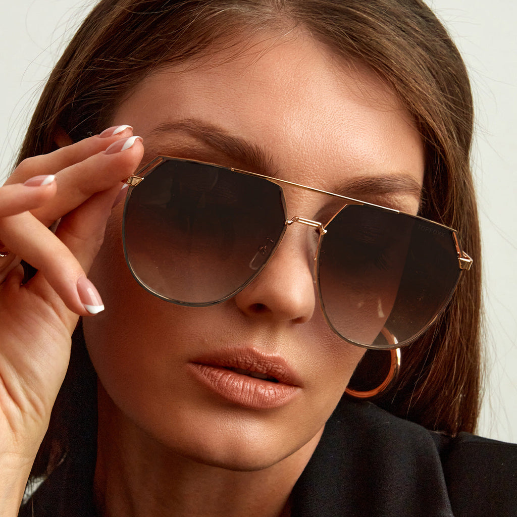 Farrah - Brown Tangle Free Aviator Sunglasses
