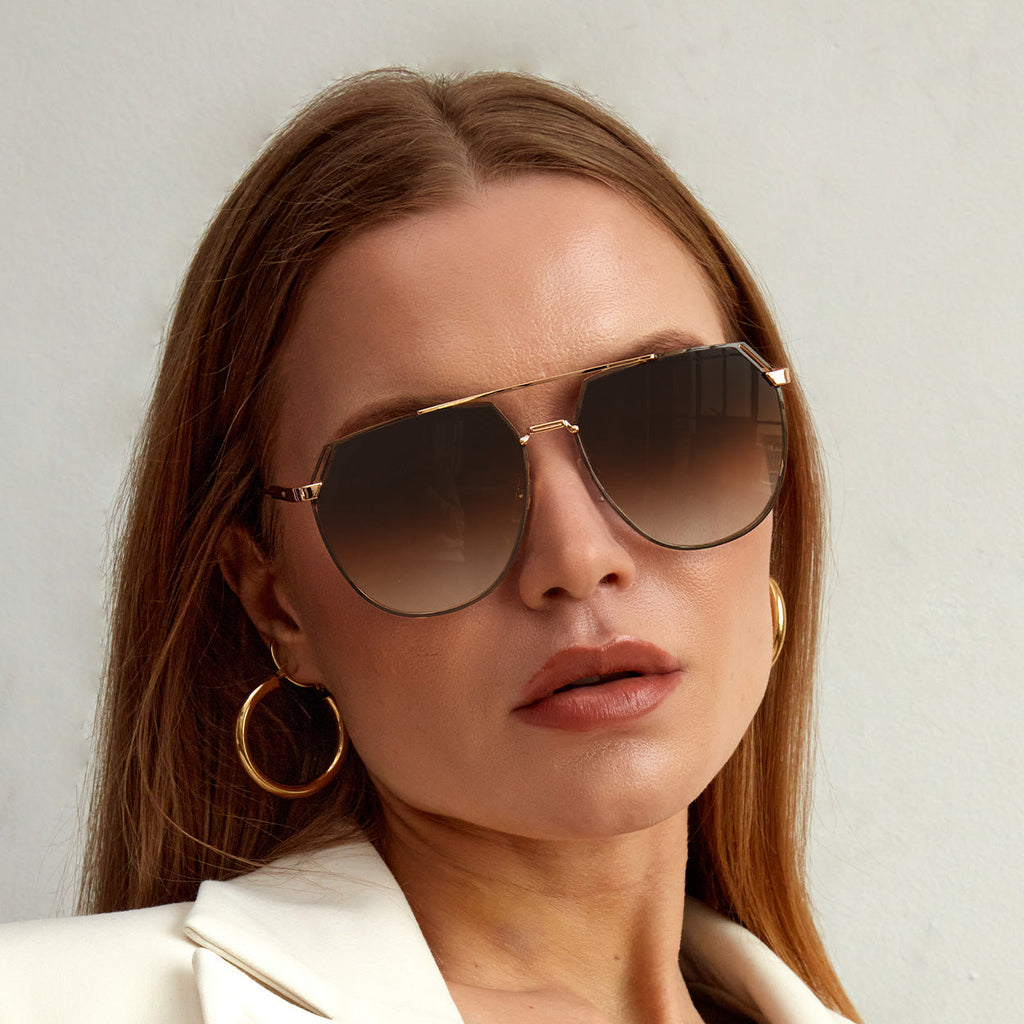 Farrah - Brown Tangle Free Aviator Sunglasses