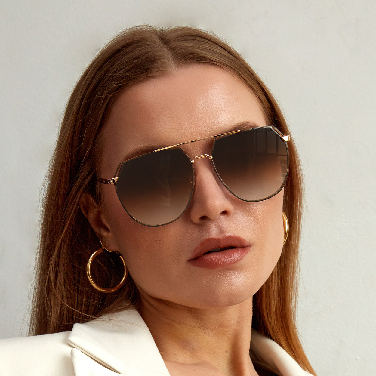 Farrah - Brown Tangle Free Aviator Sunglasses