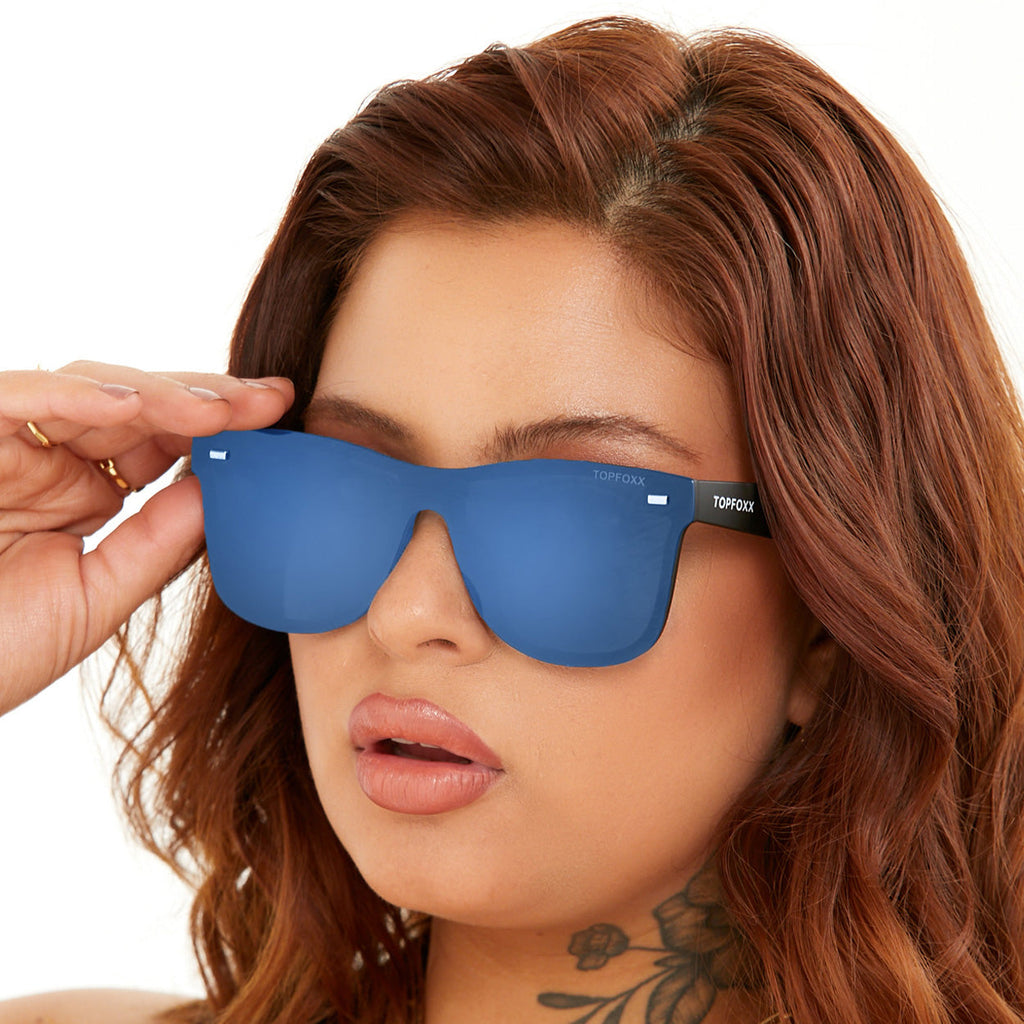 Sustainable Future - Navy Blue Square Wayfarer Sunglasses