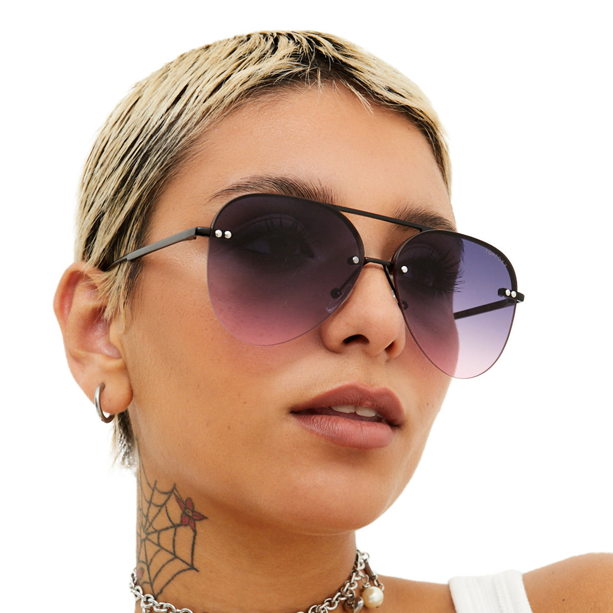 Smaller Megan 2 - Faded Purple & Pink Metal Aviator Sunglasses