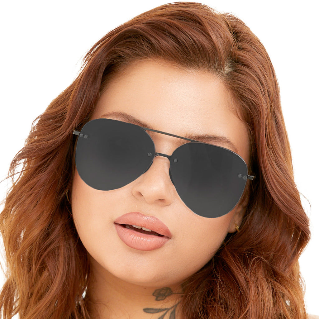 Smaller Megan 2 Jet Black- Aviator Sunglasses