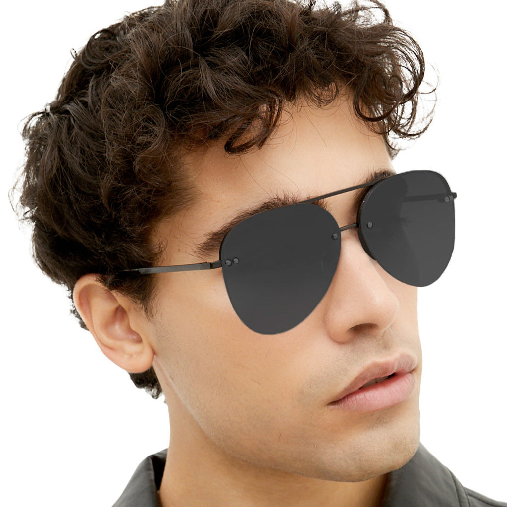 Smaller Megan 2 Jet Black- Aviator Sunglasses