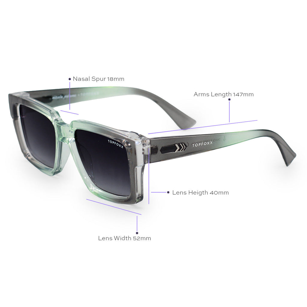 Paloma x Topfoxx - Limited Edition Turquoise/Grey Squared Sunglasses