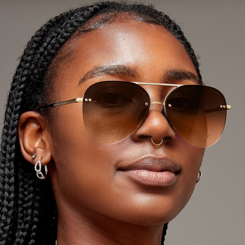 Smaller Megan 2 Faded Brown - Tangle Free Aviator Sunglasses